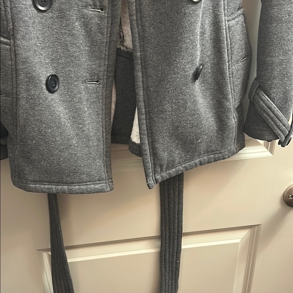 Gray Double-Breasted Women's Coat - Picture 3 of 4